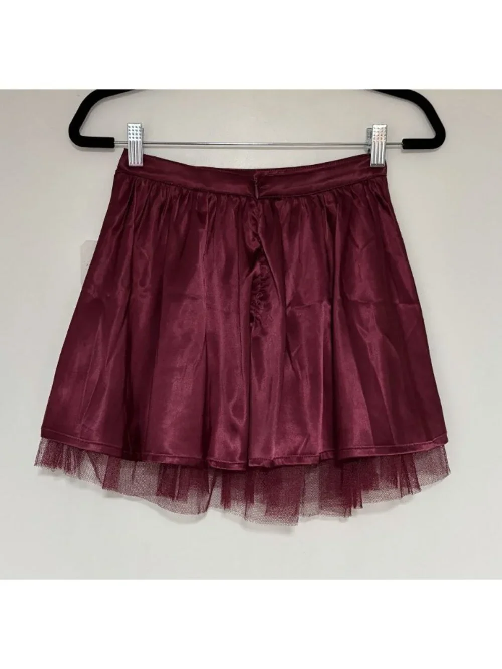 Altar’d State Burgundy Satin Tulle Whimsigoth Women’s Skirt Size XXS NWT